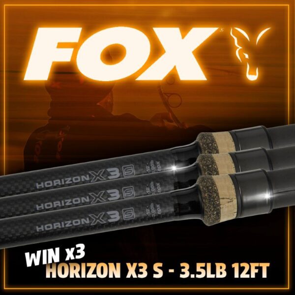 3x Fox Horizon X3-S Rods – Cork Handle 12ft 3.5lb