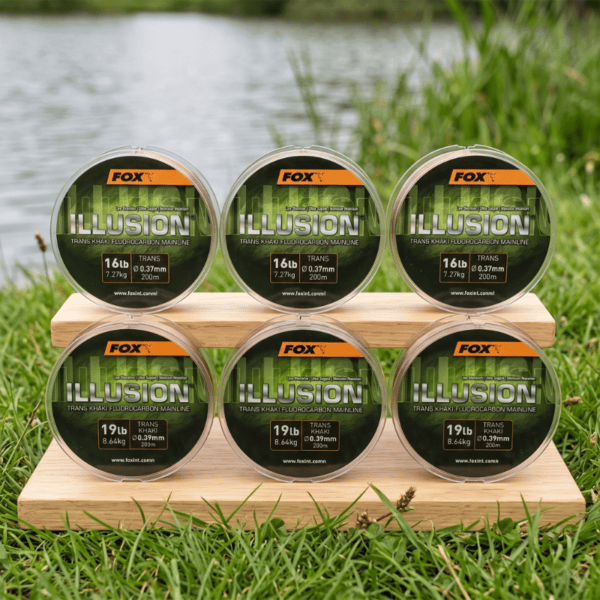 3x Fox Illusion Trans Khaki Fluorocarbon Mainline of your Choice – AUTO DRAW