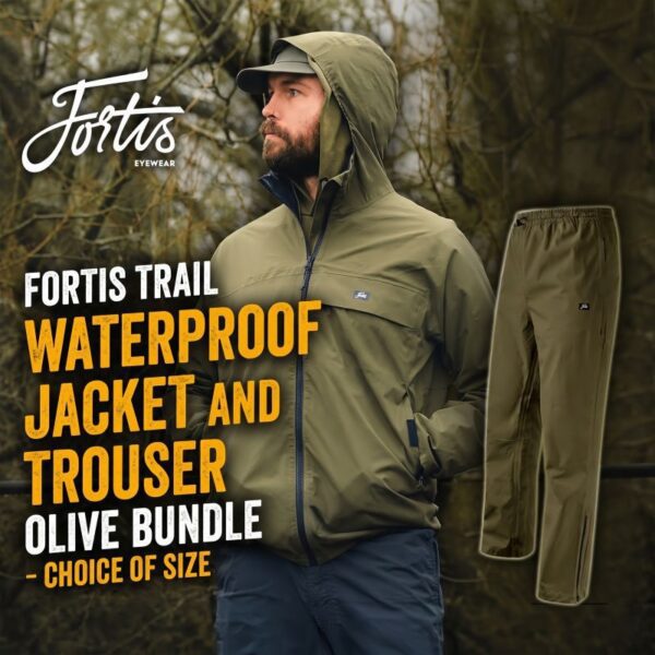 Fortis Trail Waterpoof Jacket and Trouser Olive Bundle – Choice of Size